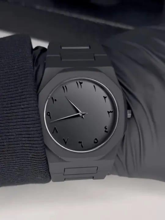 "Arbia Matte Black Minimalist Watch"