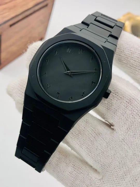 "Arbia Matte Black Minimalist Watch"